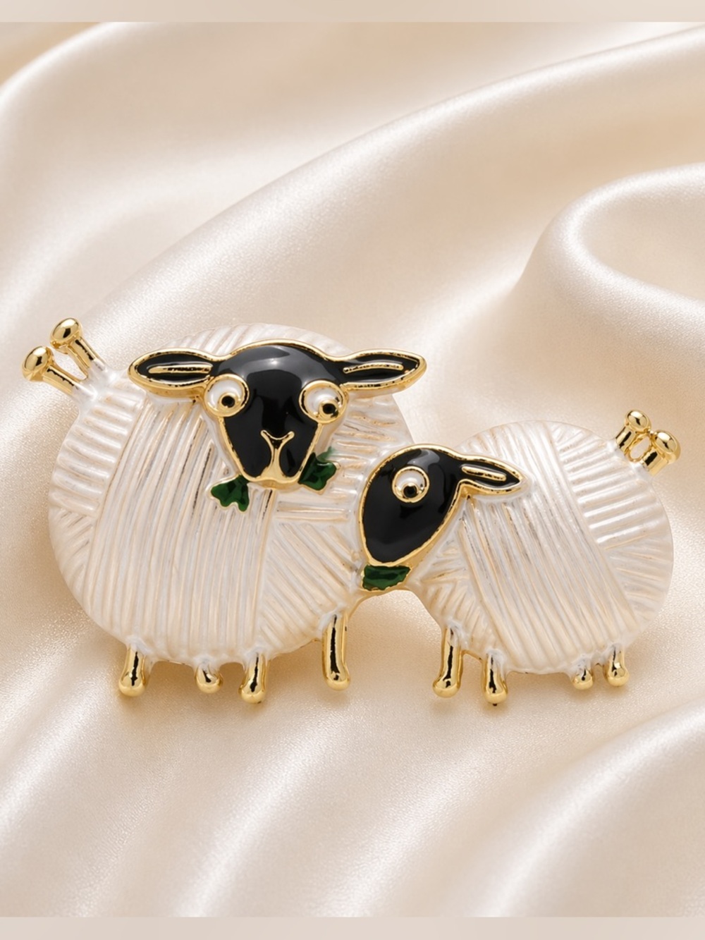 Cute White Lamb Sheep Unique Animal Brooch